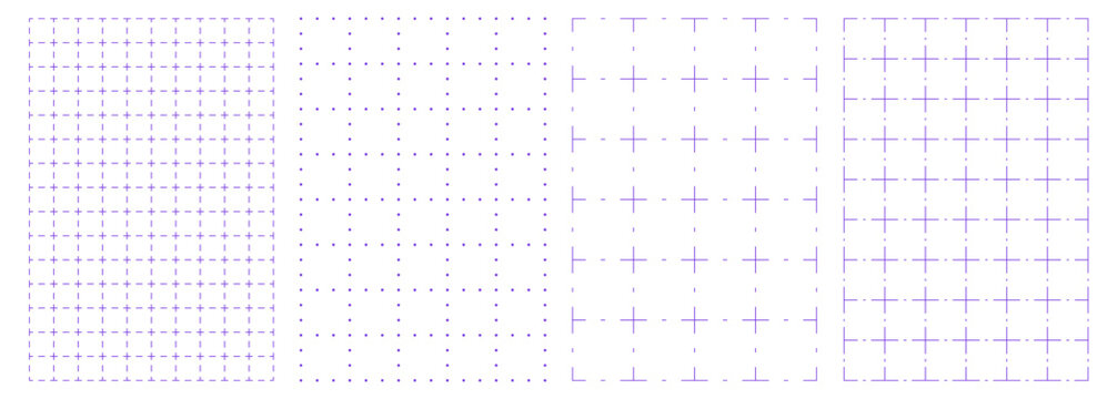 Set of black grid paper background. Blueprint base, notebook sheets, paper for school notes. Background with square grid. Editable stroke