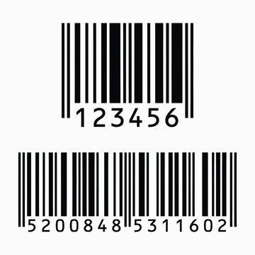 Black Isolated Barcode Set with Identification Numbers for Product Packaging 
