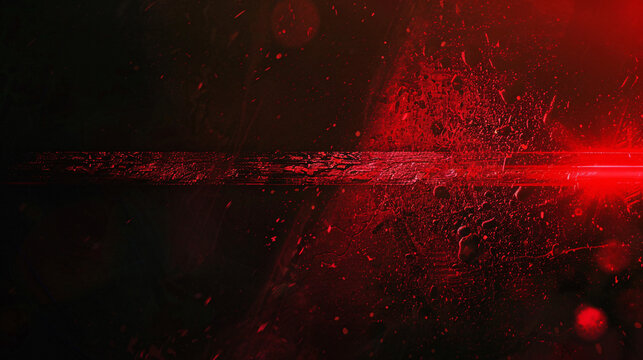 Abstract red light leak with scratches on black background film overlay