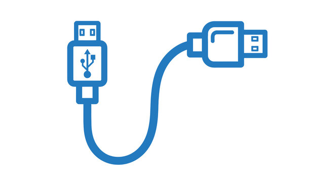 A blue illustration depicting a usb cable connecting two different usb port types high quality professional
