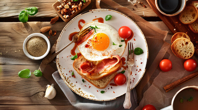 Lavish breakfast spread with fresh fruit pastries coffee and orange juice