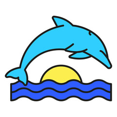 Obraz premium Dolphin animal color stroke