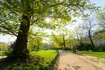 Fototapeta premium Champ-de-Mars gardens in spring season. Paris city