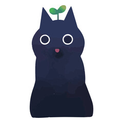 Watercolor baby plant cat character © Vexels