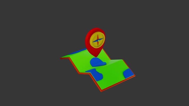 Navigational Guide: A vibrant illustration showcasing a map marked with a prominent location pin, symbolizing exploration and direction. 