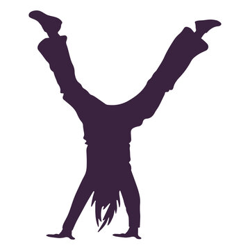 People cartwheel silhouette