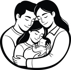 Obraz premium Loving family embrace with newborn baby