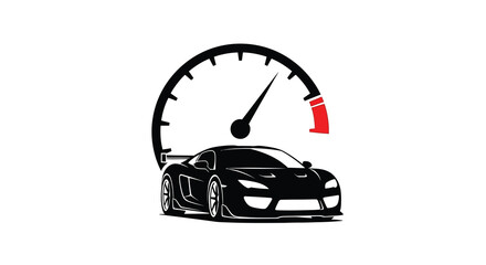 Fast car with speedometer graphic a striking black silhouette © Sogir