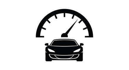 Speedometer with a sports car below a striking black silhouette © Sogir