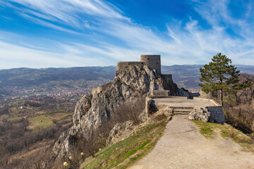 Fototapeta premium Srebrenik Fortress in Bosnia and Herzegovina. Ancient 14th-century castle.