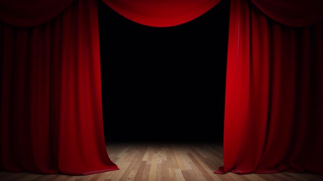 Red curtains opening with alpha
