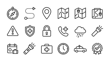 Fototapeta premium Set of 20 Travel and Navigation Outline Vector Icons