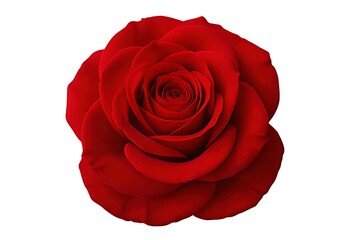 Naklejka premium A vibrant and perfectly symmetrical deep red rose bloom isolated against a clean white background