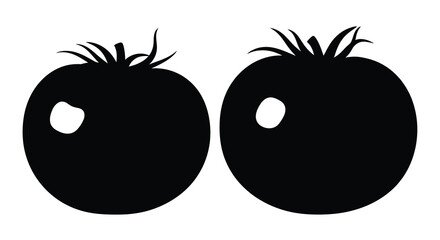 Two ripe tomatoes displayed as dark shapes a striking silhouette © asma