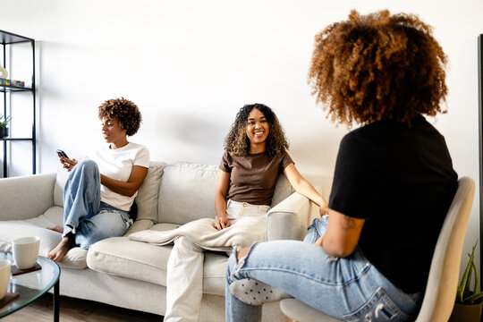 Friends enjoying quality time together at home