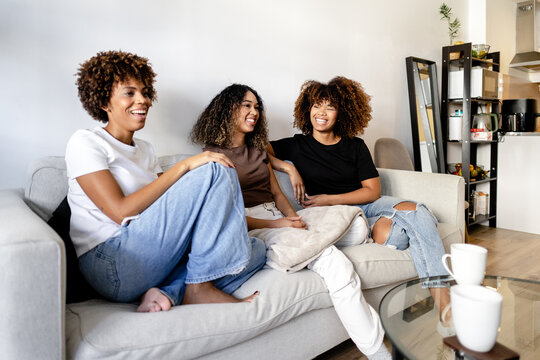 Three friends relaxing and enjoying time together