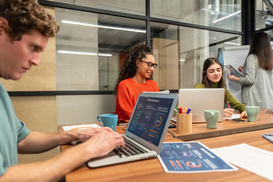Collaborative young team working in a modern office