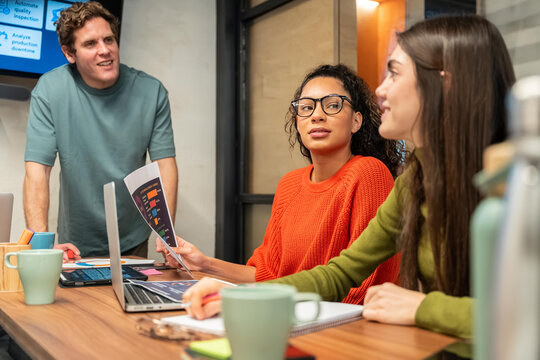 Multiethnic team collaborating in a modern office