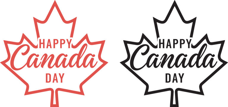Happy canada day celebration with maple leaf symbols and patriotic messages