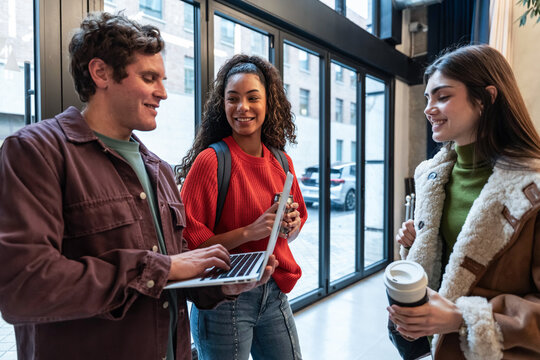 Multiethnic team collaborating in a modern office setting