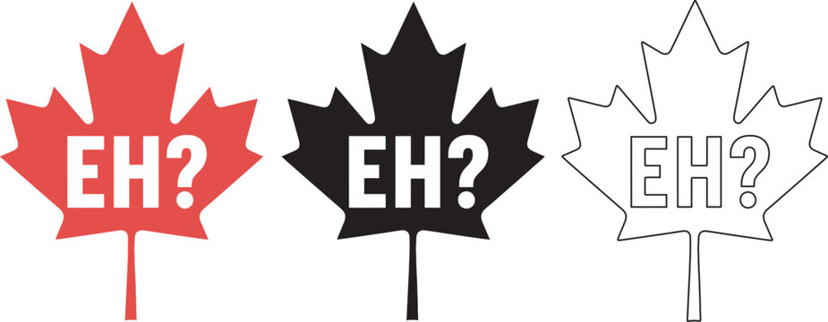 Canada day maple leaf symbols with eh question mark celebrating canadian pride and national identity on july 1st
