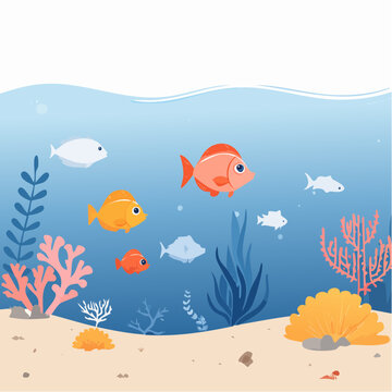Sc&egrave;ne sous‑marine color&eacute;e avec poissons tropicaux et coraux