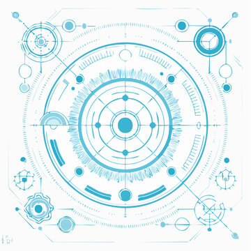 Interface HUD futuriste avec &eacute;l&eacute;ments circulaires et design technologique