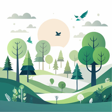 Paysage forestier minimaliste &ndash; illustration nature et environnement