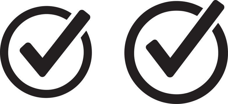 Wooden block checkmarks icon set for confirmation and approval