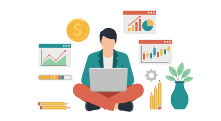 Fototapeta premium Business analysis and financial growth concept with person and charts
