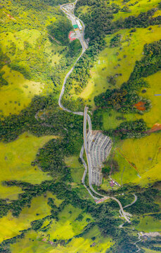 Scenic aerial view of la Linea highway in Colombia