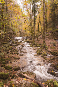 Autumn cascades at the Cascades du Herisson in Jura