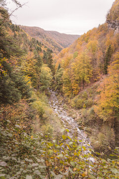Scenic autumn view of Cascades du Herisson