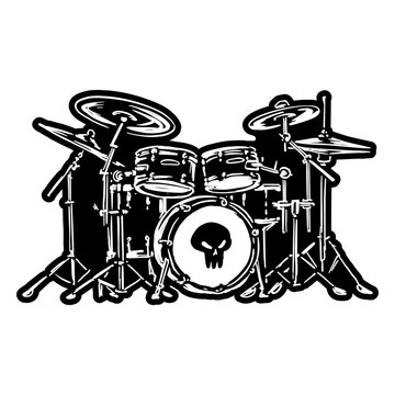 Musical drum set with skull decoration