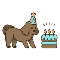 Obraz premium Birthday puppy kawaii cake