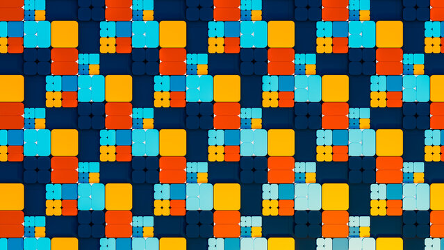 Vibrant abstract 3D background with geometric cubes in vintage colors