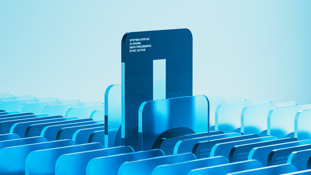 Display of digital cards in an AI system on a technological background