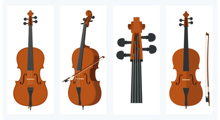 Four illustrations depict various perspectives of stringed instruments © PROMA