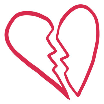 Broken heart icon doodle