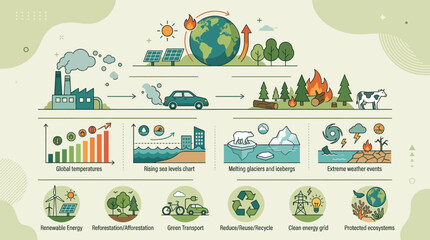Fototapeta premium Earth Day Infographic Global Warming ESG Green Design