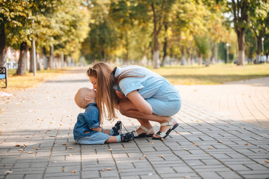 Mother and son bonding in the park