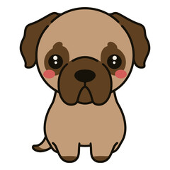 Obraz premium Cartoon pug dog kawaii