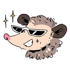 Cartoon possum wearing sunglasses © Vexels