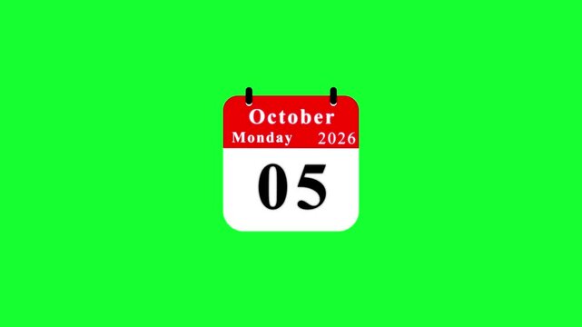 October 5th 2026 Monday Calendar Page date