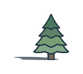 Fototapeta premium Minimal Pine Silhouette. Minimal pine tree silhouette viewed straight-on with symmetrical layered geometry, placed in the right