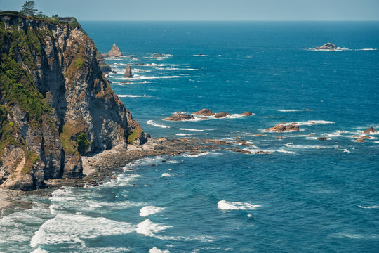Scenic rocky coastline of Asturias, Spain
