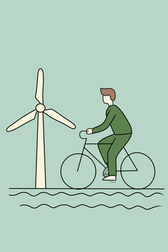 Sustainable travel concept with wind turbine