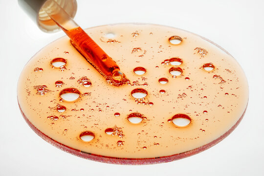 Vitamin c serum with pipette and bubble swatch