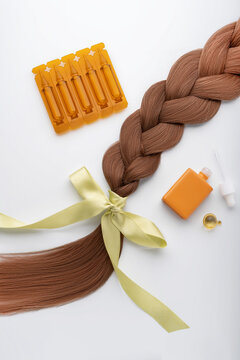 Vibrant hair care setup with strong serum and braid