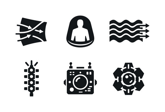 Solid vector icons of advanced optical cloaking modules: refractive bending plate, cloaking envelope, modulated wave layer;
